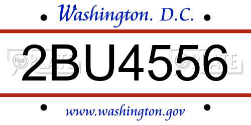 2BU4556 District Of Columbia License Plate