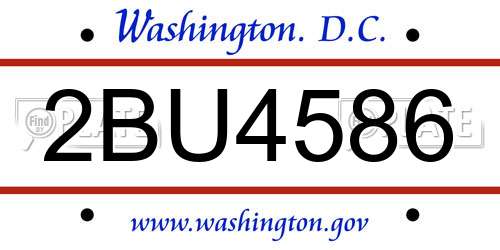 2BU4586 District Of Columbia License Plate