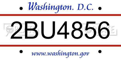 2BU4856 District Of Columbia License Plate