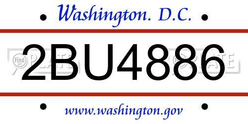 2BU4886 District Of Columbia License Plate