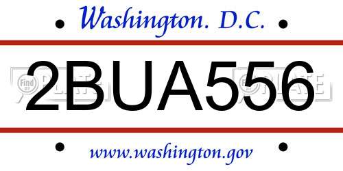 2BUA556 District Of Columbia License Plate