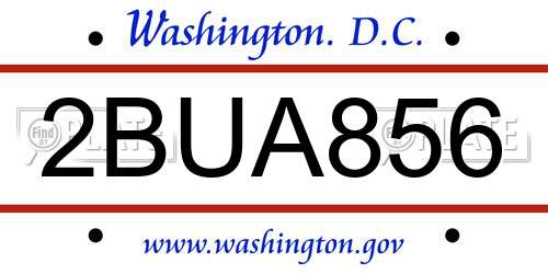2BUA856 District Of Columbia License Plate