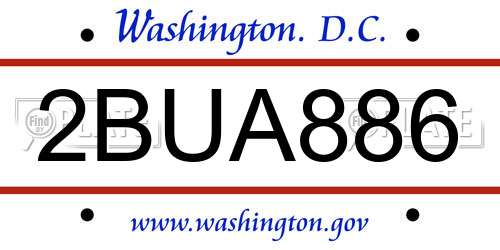 2BUA886 District Of Columbia License Plate