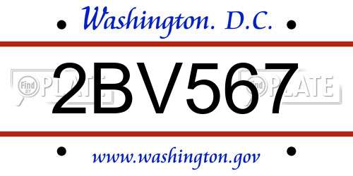 2BV567 District Of Columbia License Plate