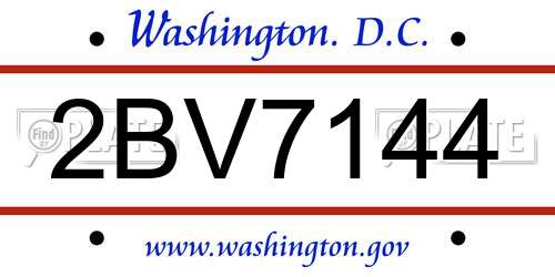 2BV7144 District Of Columbia License Plate