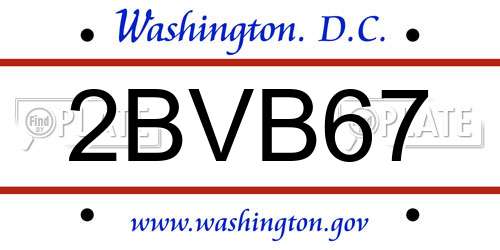 2BVB67 District Of Columbia License Plate