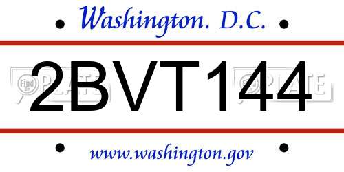 2BVT144 District Of Columbia License Plate