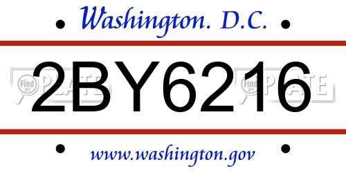 2BY6216 District Of Columbia License Plate