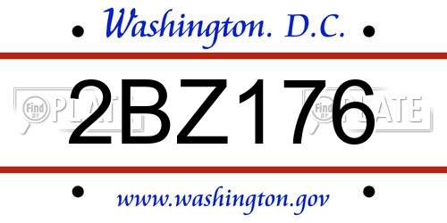 2BZ176 District Of Columbia License Plate
