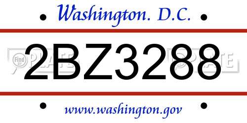 2BZ3288 District Of Columbia License Plate