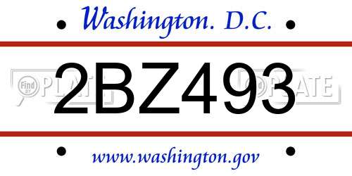 2BZ493 District Of Columbia License Plate