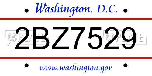 2BZ7529 District Of Columbia License Plate