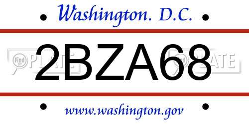 2BZA68 District Of Columbia License Plate