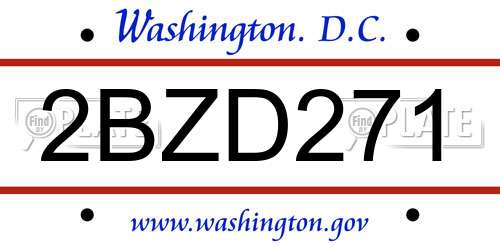 2BZD271 District Of Columbia License Plate