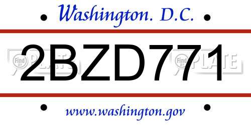 2BZD771 District Of Columbia License Plate