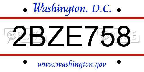 2BZE758 District Of Columbia License Plate