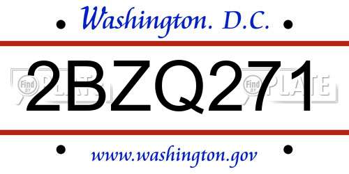 2BZQ271 District Of Columbia License Plate