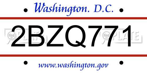 2BZQ771 District Of Columbia License Plate