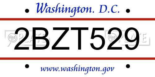 2BZT529 District Of Columbia License Plate