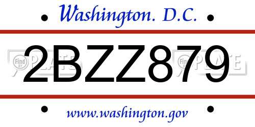 2BZZ879 District Of Columbia License Plate