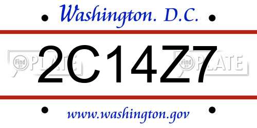 2C14Z7 District Of Columbia License Plate