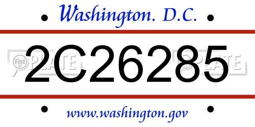 2C26285 District Of Columbia License Plate