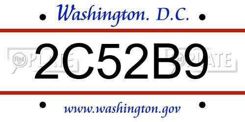 2C52B9 District Of Columbia License Plate