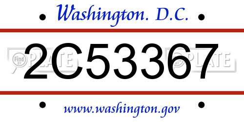 2C53367 District Of Columbia License Plate