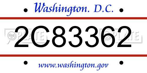 2C83362 District Of Columbia License Plate