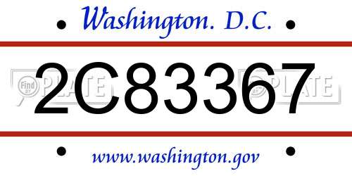 2C83367 District Of Columbia License Plate