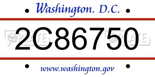 2C86750 District Of Columbia License Plate