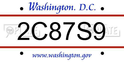 2C87S9 District Of Columbia License Plate