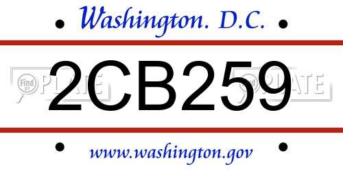2CB259 District Of Columbia License Plate