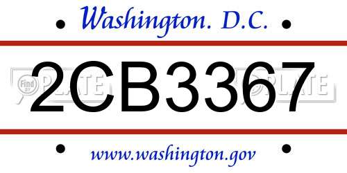 2CB3367 District Of Columbia License Plate