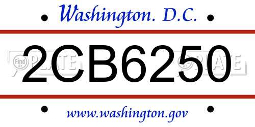 2CB6250 District Of Columbia License Plate