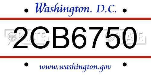 2CB6750 District Of Columbia License Plate
