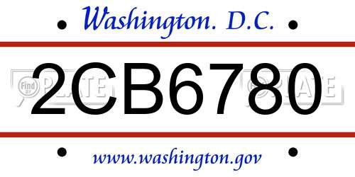 2CB6780 District Of Columbia License Plate