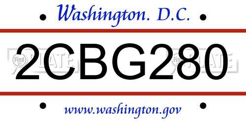 2CBG280 District Of Columbia License Plate