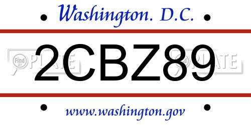 2CBZ89 District Of Columbia License Plate