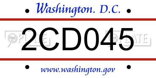 2CD045 District Of Columbia License Plate