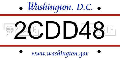 2CDD48 District Of Columbia License Plate