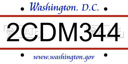 2CDM344 District Of Columbia License Plate