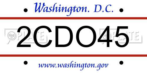 2CDO45 District Of Columbia License Plate