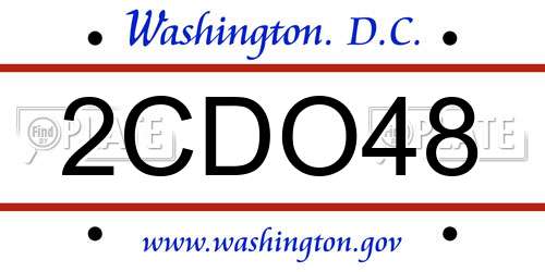 2CDO48 District Of Columbia License Plate