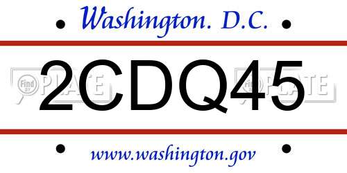 2CDQ45 District Of Columbia License Plate