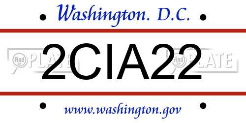 2CIA22 District Of Columbia License Plate