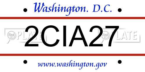 2CIA27 District Of Columbia License Plate