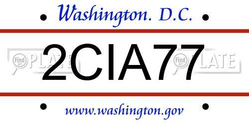 2CIA77 District Of Columbia License Plate
