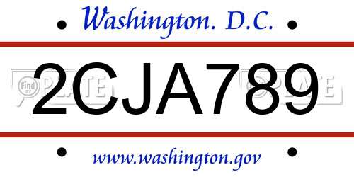 2CJA789 District Of Columbia License Plate