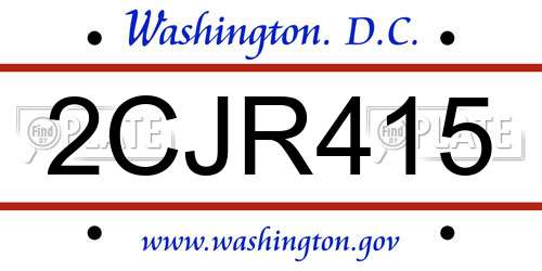 2CJR415 District Of Columbia License Plate